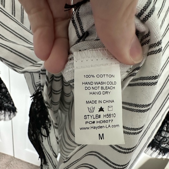 Hayden Black and White Striped Blouse with Lace Detail - Picture 3 of 5